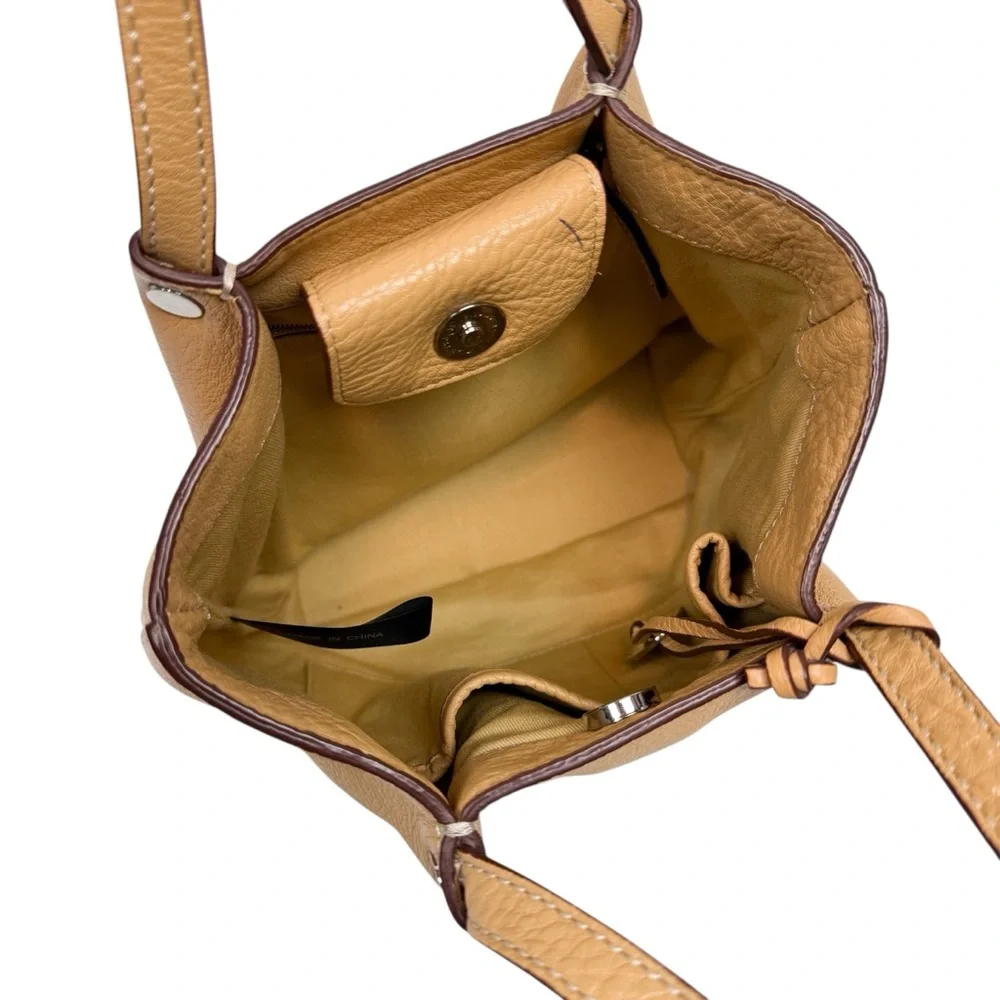 Vintage Talbots Tan Leather Small Top Handle Hobo Bag‎ Minimalist Neutral Purse